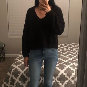 Express Black Crop Ribbed Sweater - like new